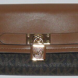 Michael Kors Dark Brown Leather Billfold Wallet Clutch Purse